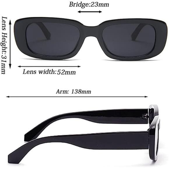 3 Pack Women’s Rectangle Sunglasses Retro Trendy Square Vintage Glasses Pack 90s - Picture 3 of 7